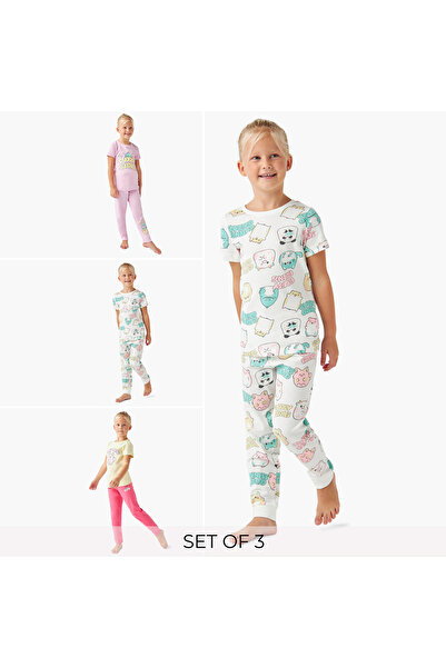 Juniors Printed T-shirt and Pyjamas - Set of 3