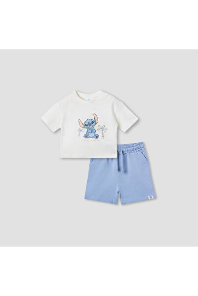 Disney Stitch Print T-shirt and Shorts Set