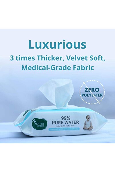 Mother Sparsh 99% Pure Water Baby Wipes 72 pcs/pack - Pack of 9 (Super Saver Pack)