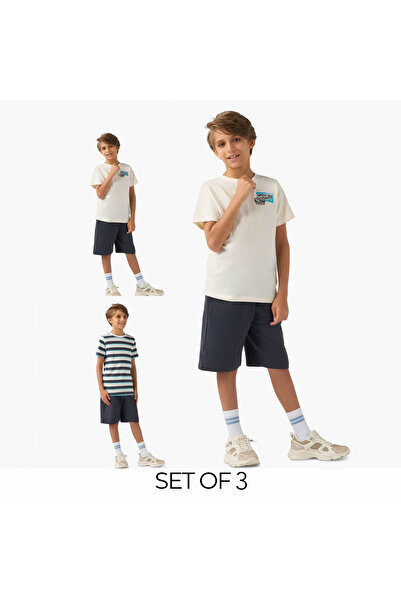 Juniors طقم تيشيرتات وشورتات مطبوعة من 3 قطع