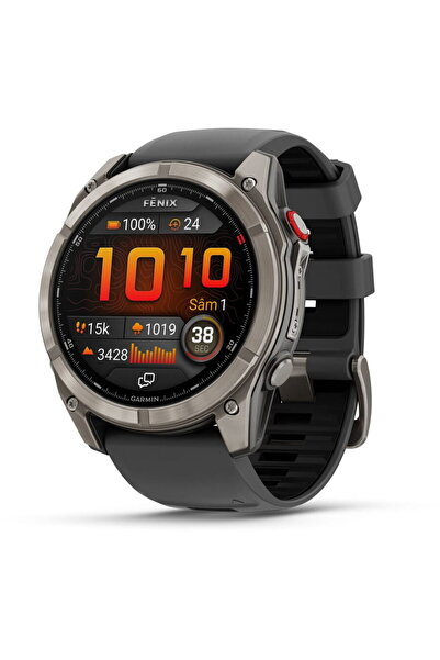 Garmin Ceas fenix 8 Pro 51 mm, AMOLED, safir, titan cu curea din grafit/silicon negru