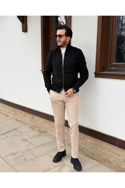 Avni Ceylan Men's Elite Collection Double Zipper Knitwear Cardigan