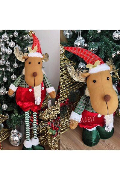 QUEEN AKSESUAR Giant Plush Long Cute Christmas Reindeer Decoration Sculpture Figurine Legs Extending Deer Ornament