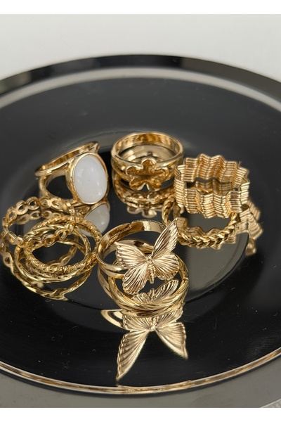 KİLİGİSTANBUL KELEBEKLİ ÇOKLU YÜZÜK SETİ