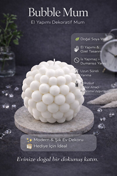 Flow Home Dekoratif Lüks Soya Mum, El Yapımı Doğal Mum Uzun Yanma Süreli Şık ...