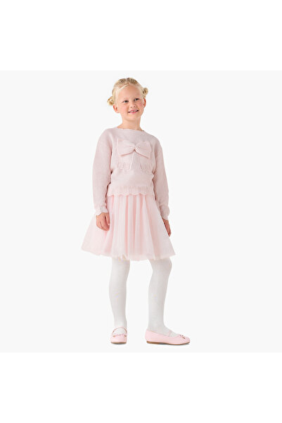 Juniors Girls Top and Skirt Set with Bow Detail - Polyester Blend - Long Slee...