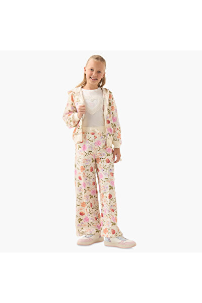 Juniors Girls Sweatshirt and Pants Set with Floral Print - Cotton - Long Slee...