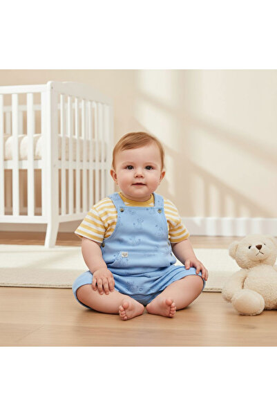 Disney All-Over Simba Print Dungaree and Striped T-shirt Set