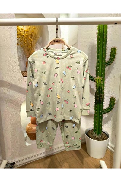 Emilakids طقم بيجامة بأكمام طويلة من قماش قماش مجدّل إنترلوك منقوشة على شكل ف...