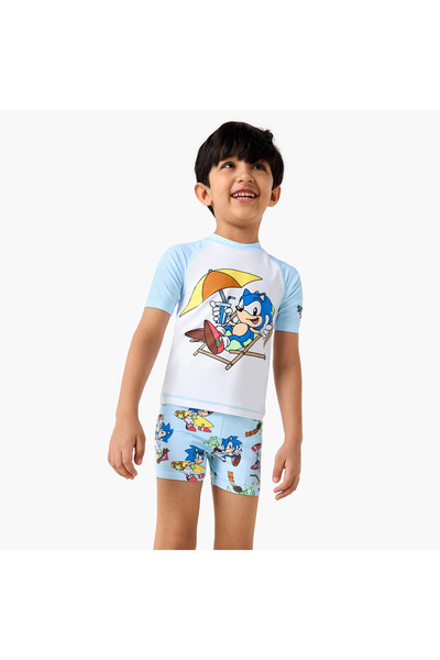 CPLG Sonic the Hedgehog Print Swim T-shirt and Shorts Set