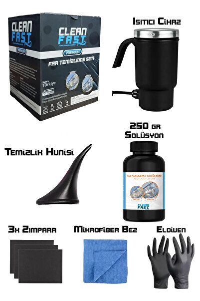 CF CLEANFAST Yeni Nesil Premium Buharlı Araba Far Temizleme Ve Parlatma Seti ...