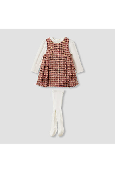 giggles Textured Pinafore with Top and Tights