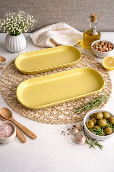 Keramika Kayak Noyan 26 cm Matte Yellow 2 Pieces