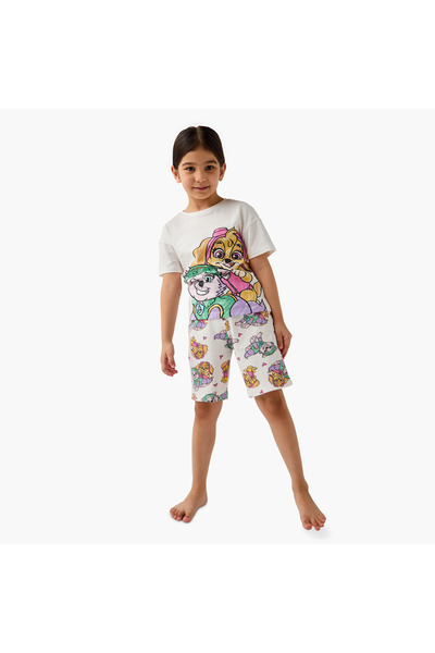 NİCKELODEON طقم تيشيرت وشورت مطبوع عليه شعار باو باترول