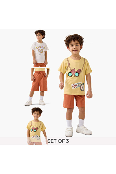 Juniors طقم تيشيرتات وشورتات مطبوعة من 3 قطع