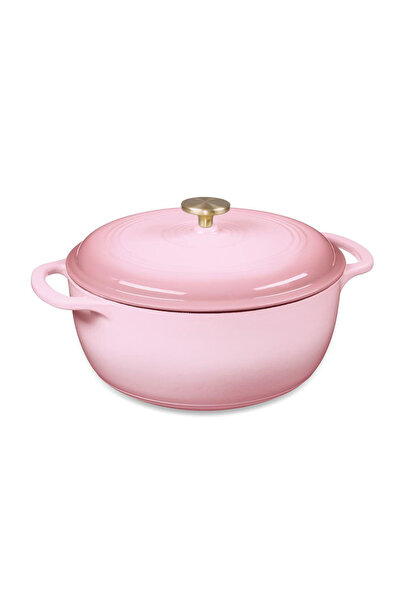 VAV GET 6QT Enameled Cast Iron Dutch Oven. Non-Stick, Oven & Stovetop Safe - Pink Champagne