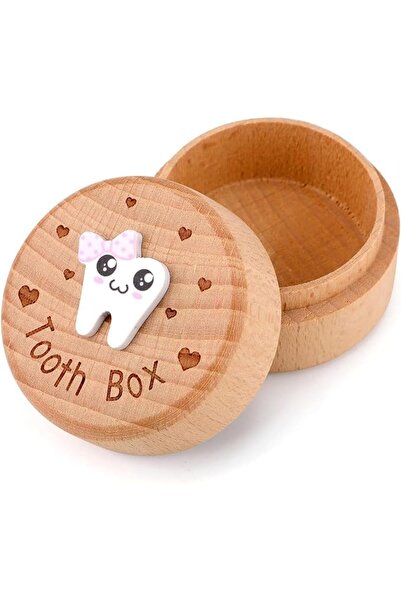 Arabest 3D Carved Tooth Fairy Box, Wooden Tooth Storage Case Box for Lost Teeth Milk Tooth Keepsake Holder