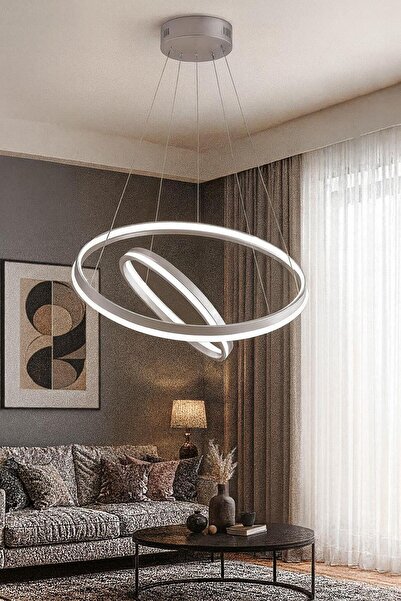 FERLUCE AVİZE LEDLİ AVİZE HALKA 2 Lİ 3 KANAL 50+30 CM KROM