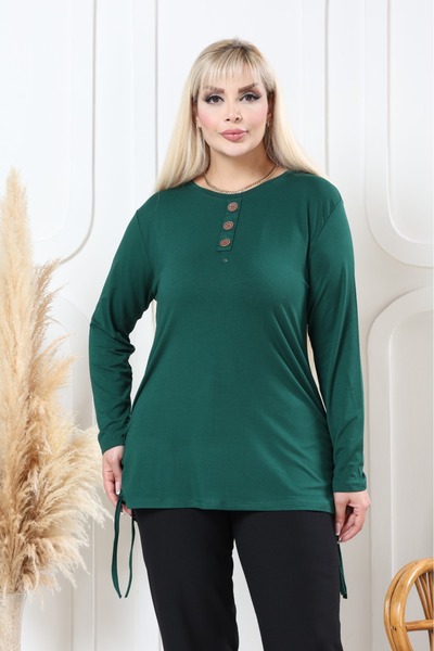 Vinola بلوزة كبيرة الحجم من قماش الفيسكوز الليكرا مع أزرار