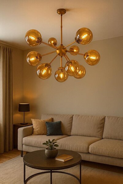 FERLUCE AVİZE CAMLI AVİZE BALON 9 LU ESKITME