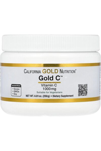 California Gold Nutrition مسحوق فيتامين سي الذهبي من الدرجة الصيدلانية الأمريكية