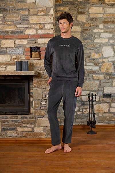 Cossy By Aqua Men's Simple Stylish Pajama Set Cossybyaqua 26158-m - Anthracite