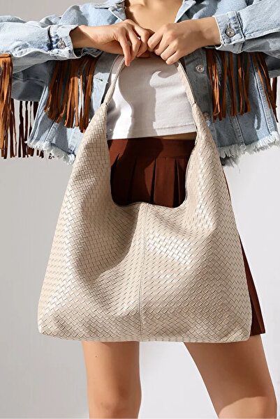 Avueco Geantă de umăr pentru femei, cu textura tricotată mare, aspect casual ...