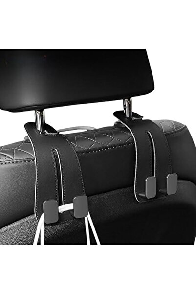 Arabest 2Pcs Car Seat Headrest Hooks,Car Headrest Hooks with Metal Hooks (Black)