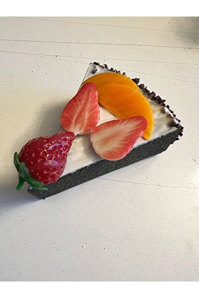 Airbrush Tattoo Magnetli Yapay Çilekli Pasta Dilimi Buz dolabı Süsü ve Oyuncak