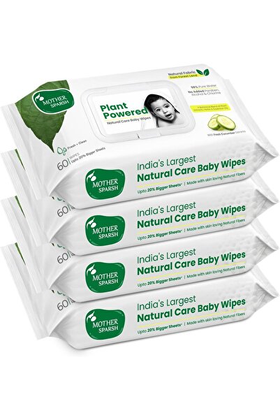 Mother Sparsh Natural Care Baby Wipes | 60 Pcs (Pack of 4)
