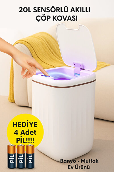 Genel Markalar 20L Sensörlü Akıllı Çöp Kovası Otomatik Kapaklı, Banyo Mutfak ...