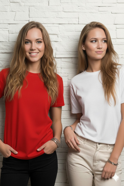 FAVORİST 2-Pack Women's Regular Fit Cotton Crew Neck Basic T-Shirt