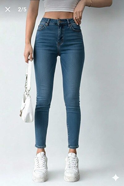 NWC Maltay Women Medium Blue Skinny Jeans Black Shaping / Sculpting Effect St...