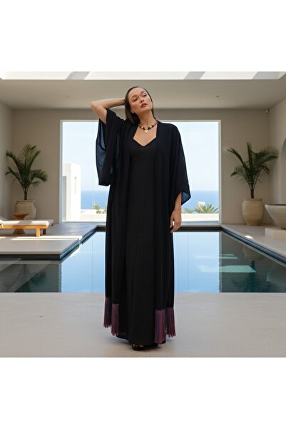 Su Koleksiyon Julide Tassel Detail Kaftan / Black