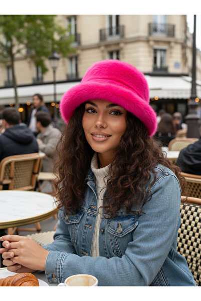 Mollycrush Women's Fuchsia Plush Bucket Hat |   Soft Textured Winter
