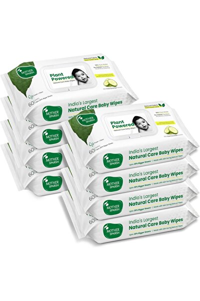 Mother Sparsh Natural Care Baby Wipes | 60 Pcs (Pack of 8)