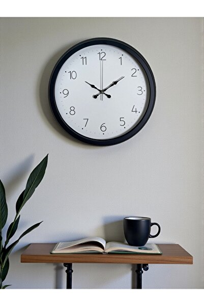 Cetiner Group ساعة حائط معدنية من زنتايم بيور تايم باللون الأسود مقاس 40 سم