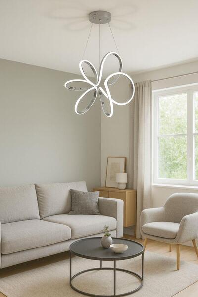 FERLUCE AVİZE LEDLİ AVİZE YILDIZ BÜYÜK KROM