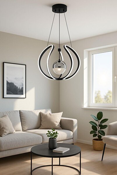 FERLUCE AVİZE LEDLİ AVİZE AHTAPOT BÜYÜK 1 TOP SİYAH