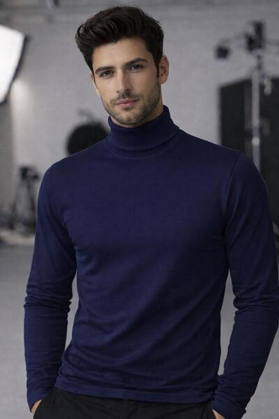 Masimar High Neck Men's Knitwear Combed Cotton Wide Fit