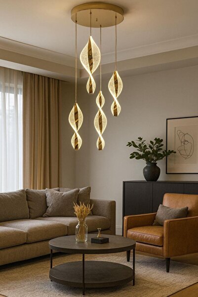 FERLUCE AVİZE LEDLİ AVİZE MARS 4 LÜ GOLD