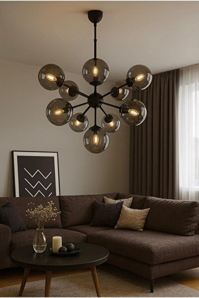 FERLUCE AVİZE CAMLI AVİZE BALON 12 LI SİYAH