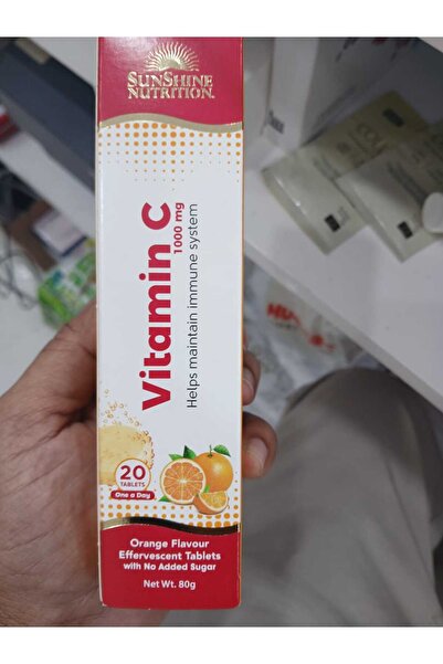 SUNSHINE فيتامين سي 1000 ملغ، 20 قرص، بنكهة البرتقال