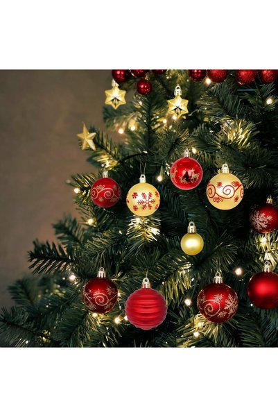 VipDeluXe Booshmall 44Pcs Plastic Christmas Ball Set, Christmas Tree Baubles Decoration Set