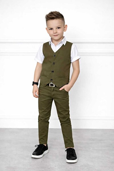 muzur r kids muzur r kids Gabardine Vest / Shirt / Gabardine Trousers / Belt ...