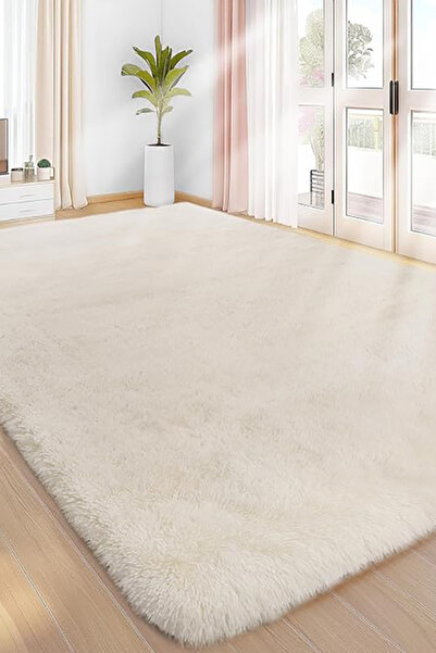 Alpina Home Cream Washable Puffy Plush Carpet Runner Soft Non-Slip Base