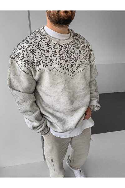 NO1 KONSEPT سترة رياضية فاخرة قابلة للغسل مع زخارف مطرزة باللون الرمادي