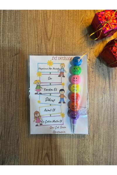 YİPACO tasarım Kişiye Özel Tasarım Kartlı Öğrenci Karne Hediyesi Emojili Renk...