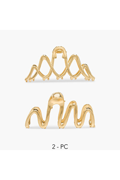 Lifestyle عبوة من قطعتين من مشابك الشعر المموجة بلمسة نهائية معدنية