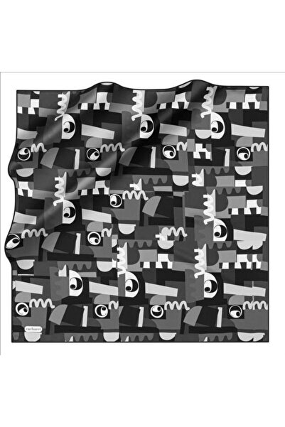 Cacharel وشاح حريري تويل - 8937313-913 أسود رمادي